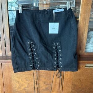 Adika balck demin lace up skirt